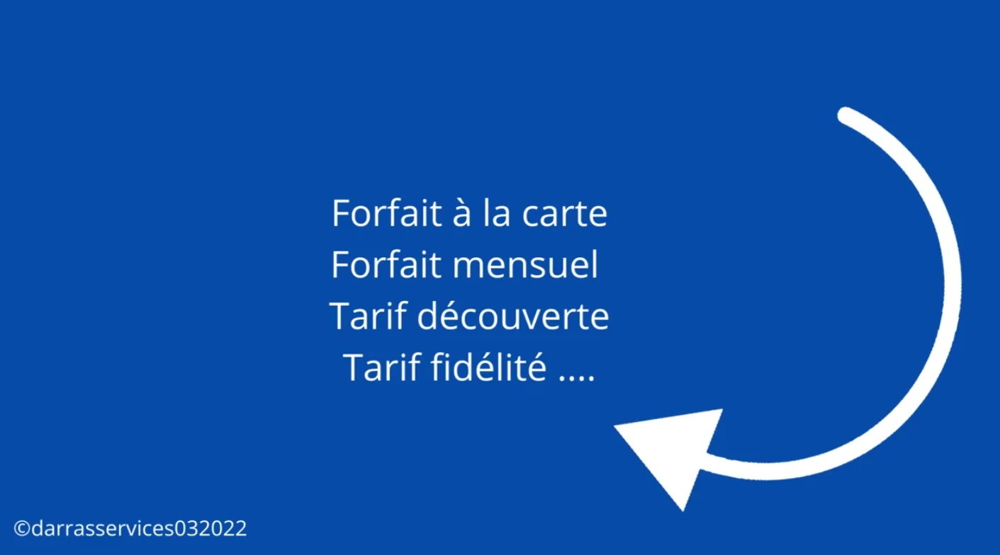 Liste des différents tarifs/forfaits proposés par l'entreprise DARRAS-Services